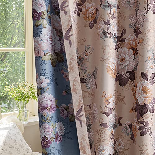 SUOUO Rideaux occultants Double Face à Motif Floral Vintage pour Chambre à Coucher, 2 Panneaux de 213 cm de Long, Isolation Thermique, Rideaux de fenêtre...