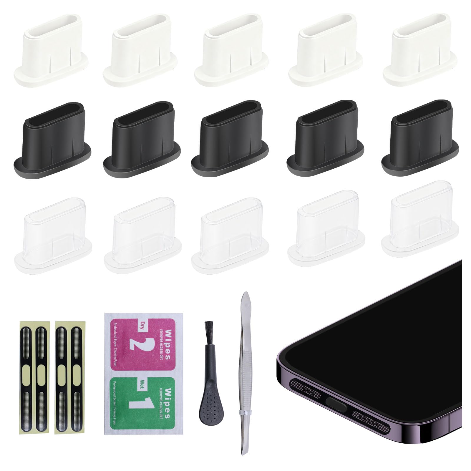 AUZOSL 8 tappi antipolvere USB C 4 alluminio + 4 cover antipolvere in silicone tipo C