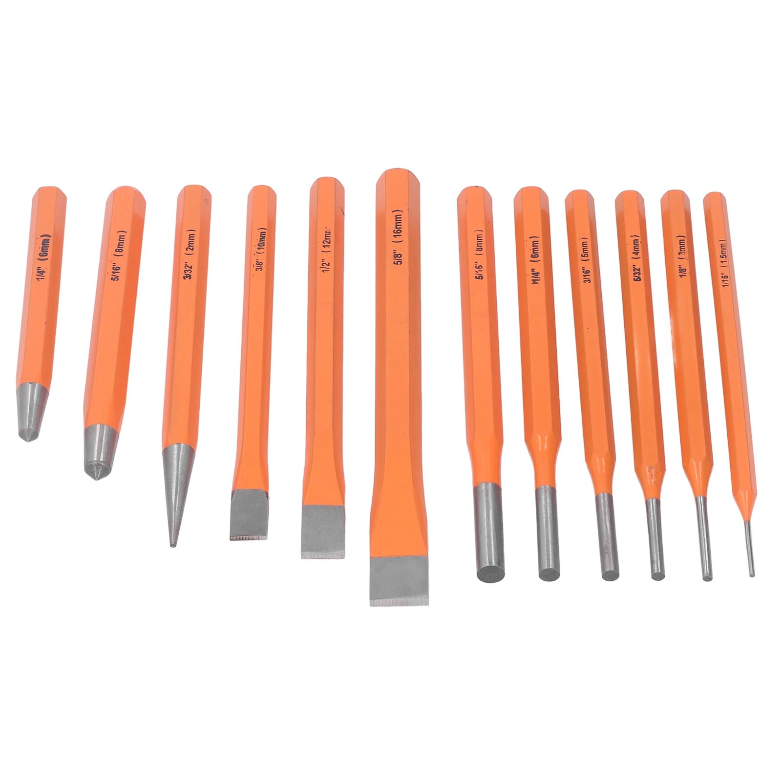 Set di scalpelli per punzonatura 12 pezzi Acciaio al cromo vanadio premium Maniglia ergonomica durevole Impugnatura antiscivolo per la lavorazione del legno Lavorazione della