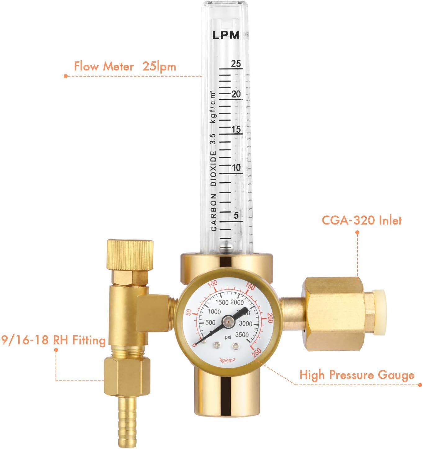 Reboot CO2 Gas Regulator Full Copper Flowmeter Mig Welding Gas Regulator Valves Welding Accessory for Mig Tig Welding Machine