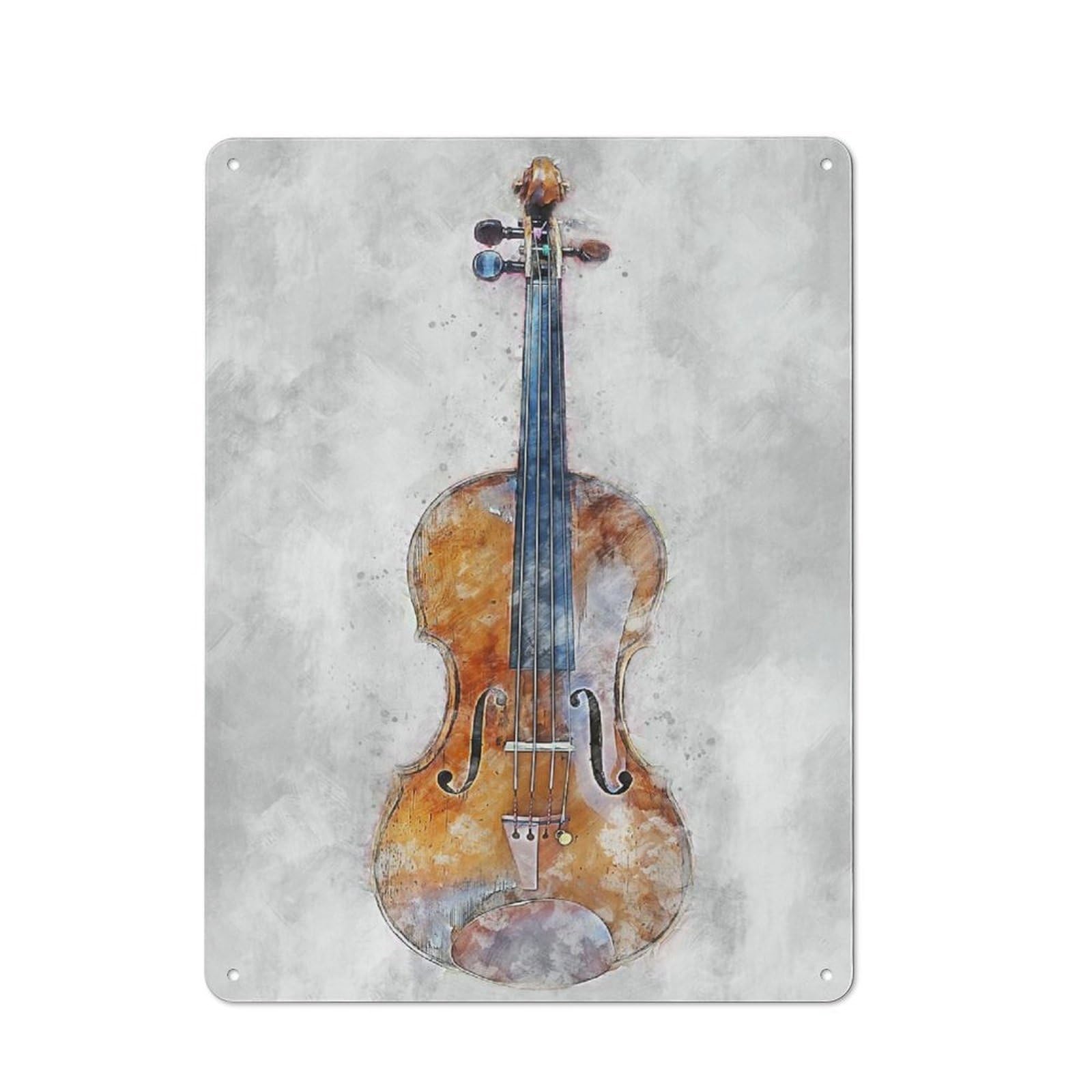 Junmoney Style-15 Violin Retro Tin Wall Plaque 40X30cm For Guest Room Or Hallway, For Vintage Wall Decor Fans, For Themed Room Decoration