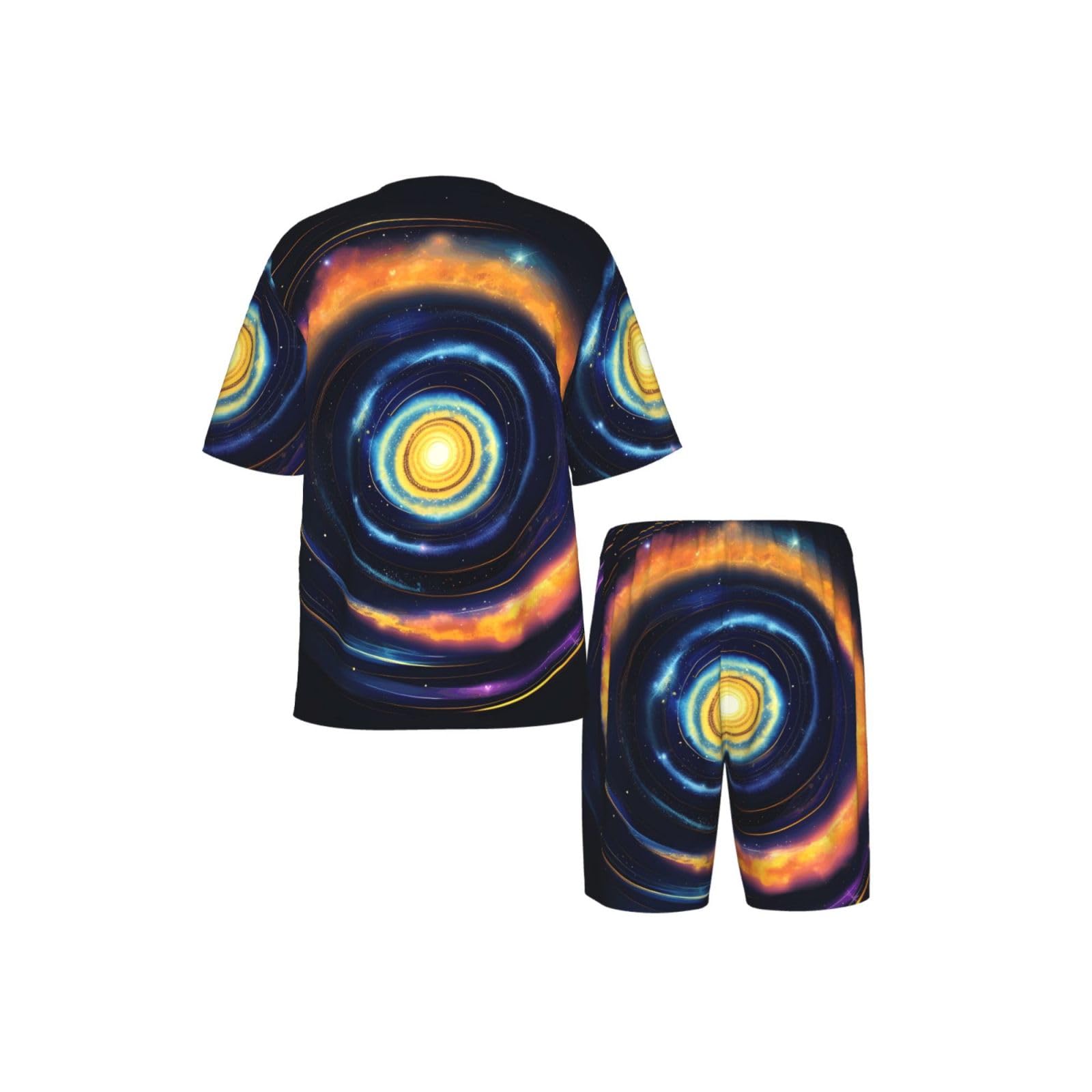 Space Spiral Cosmic Energy Print Classic - Conjunto de pijama para hombre, pantalones cortos de pijama suaves para hombre, perfecto para noches de verano