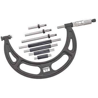 Starrett Precision Micrometer with Interchangeable Anvils and Ratchet Stop - 2-6" Range, .001" Graduation, Satin Chrome Finish - 224ARLZ