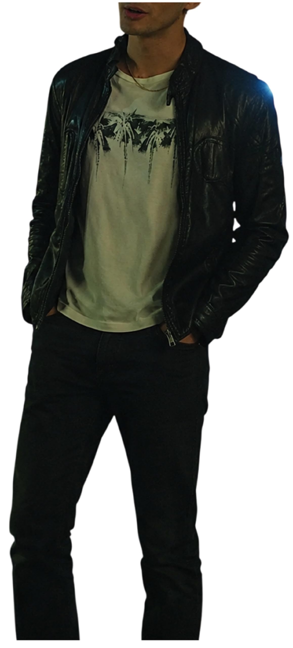 Chaqueta de motociclista de cuero negro vintage inspirada en la icónica película para hombre