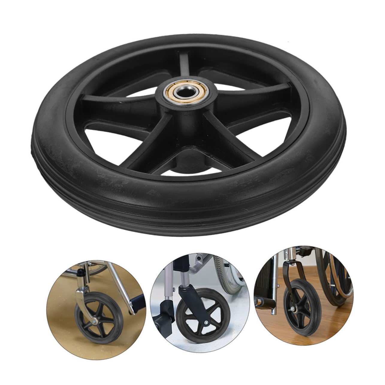 Ruedas para Silla de Ruedas de Repuesto 4 Piezas Negras | Acero Inoxidable, Plástico y Goma, Mantenimiento Sencillo, Repuesto Manual para Uso Diario