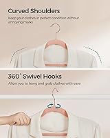 Vista 39 de SONGMICS UCRF029W05 - Paquete de 50 ganchos de terciopelo antideslizantes para trajes con muescas para el hombro, barra para pantalones, gancho