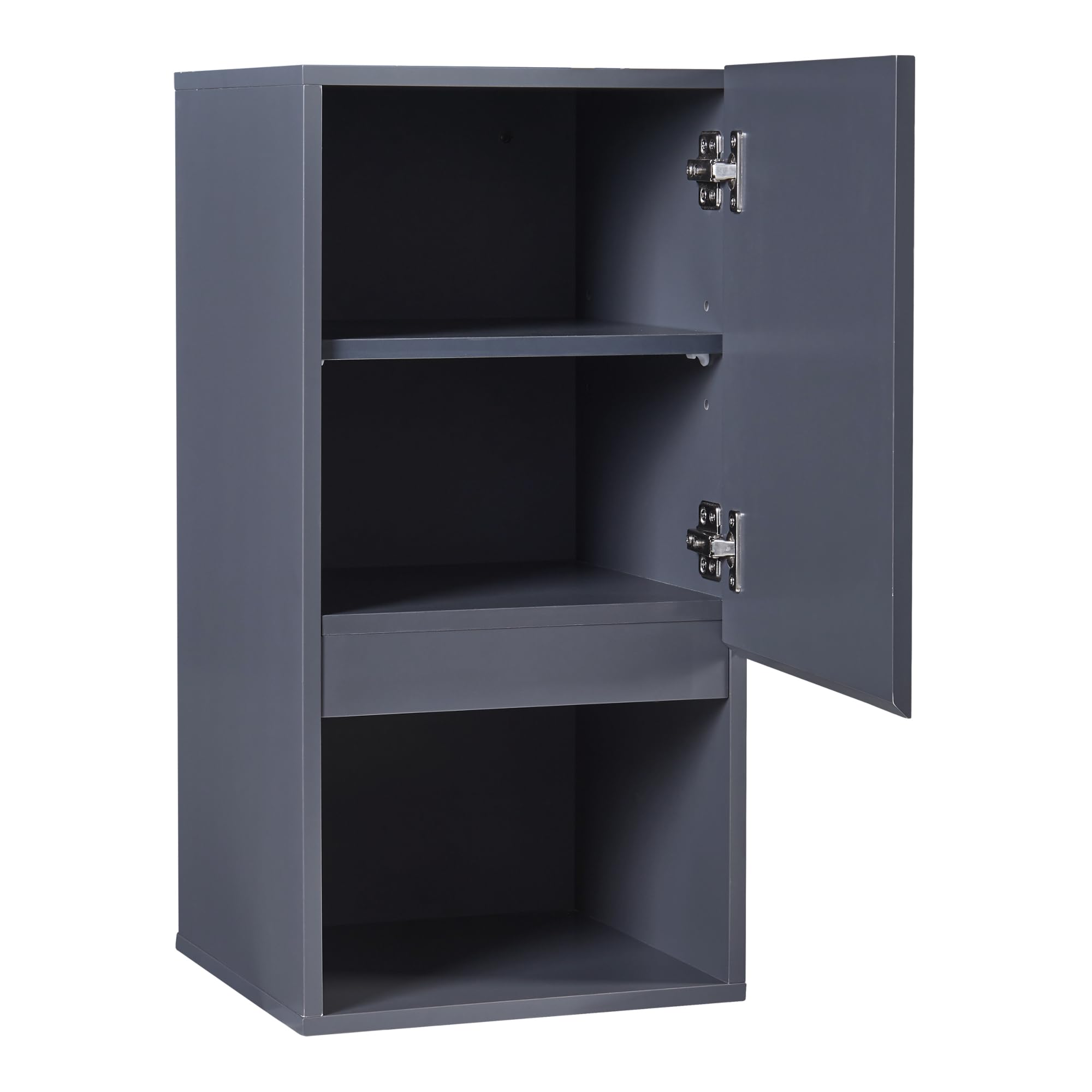 [en.casa] Armoire Murale de Salle de Bain avec Porte et Compartiment Ouvert Meuble de Rangement Stockage pour Buanderie Entrée Chambre Cuisine MDF 60 x 30 x 30 cm Gris
