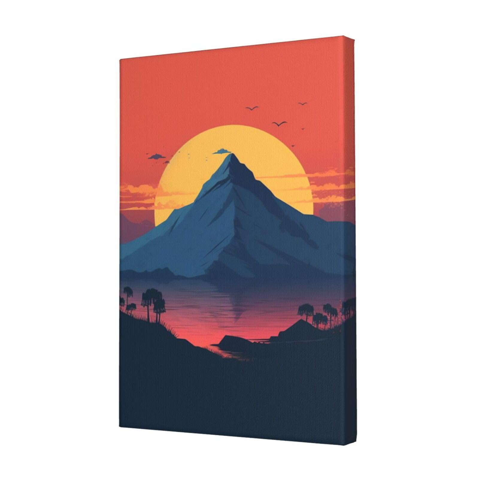 FodPand Sunset And Mountain top Canvas Wall Art for Living Room Wall Decor 12"x18" Modern Artwork Painting Pictures Hanging Canvas Prints Aesthetic Wall Art for Bedroom Bathroom Office Wallart Decor