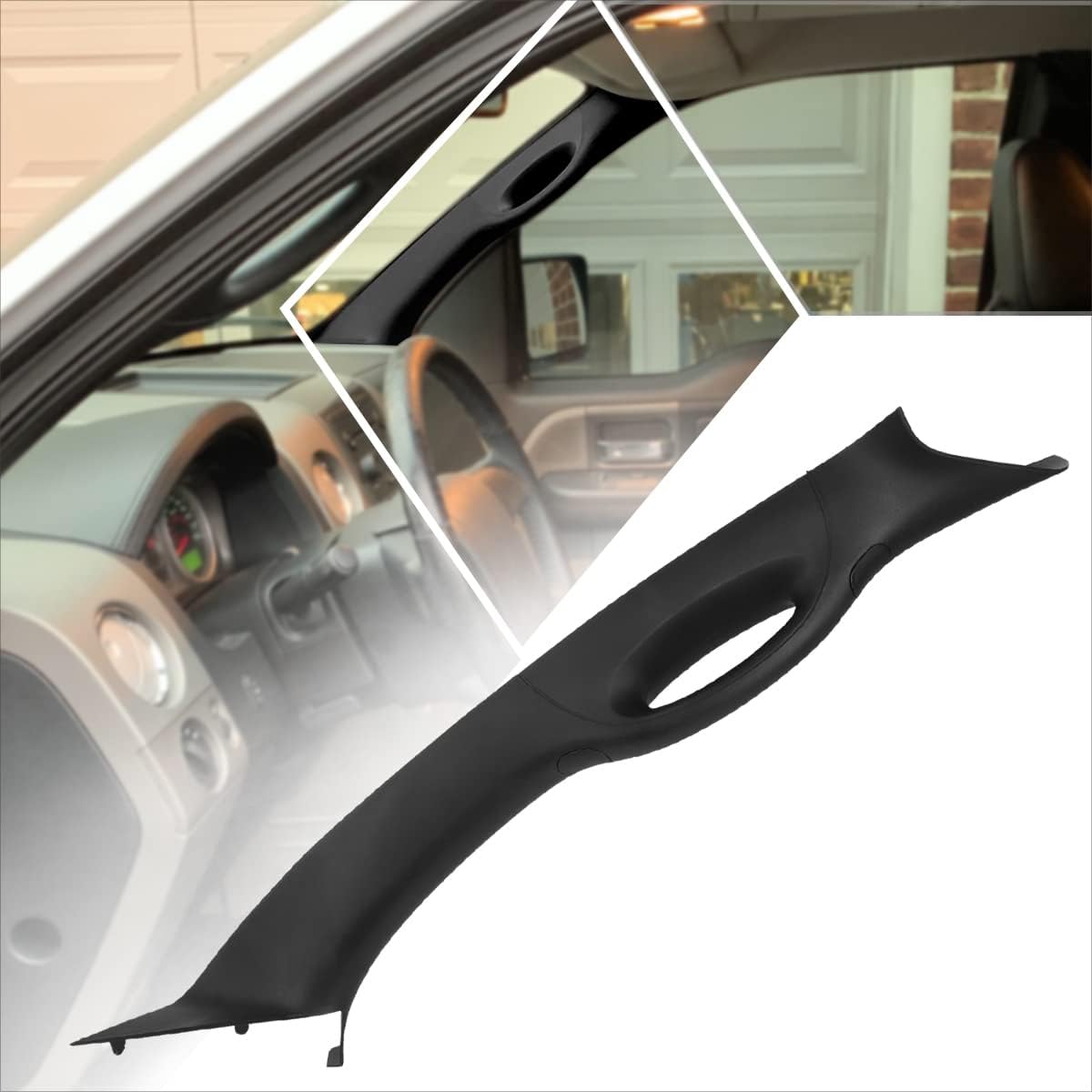 [1Pc] Right Side A-Pillar Windshield Interior Panel Moulding Black Compatible with 04-08 Ford F150/Mark LT 06-08