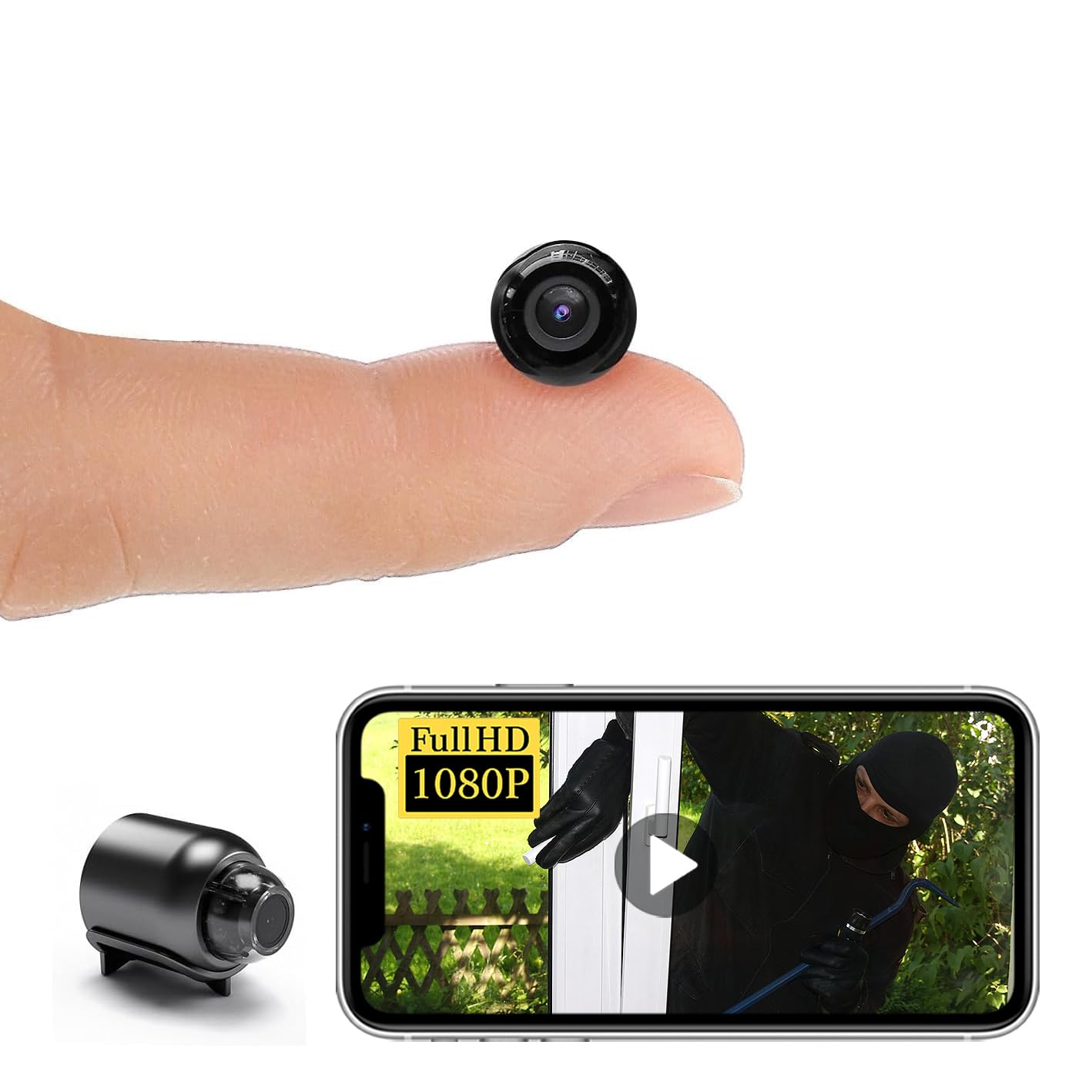 - Small Wireless WiFi Battery Camera,HD1080P Video Recorder Live Feed,Concealed Mini Cam,Baby Monitor,Nanny Cam with Auto Night Vision,Motion Detection,Cloud Storage with iOS/Android APP