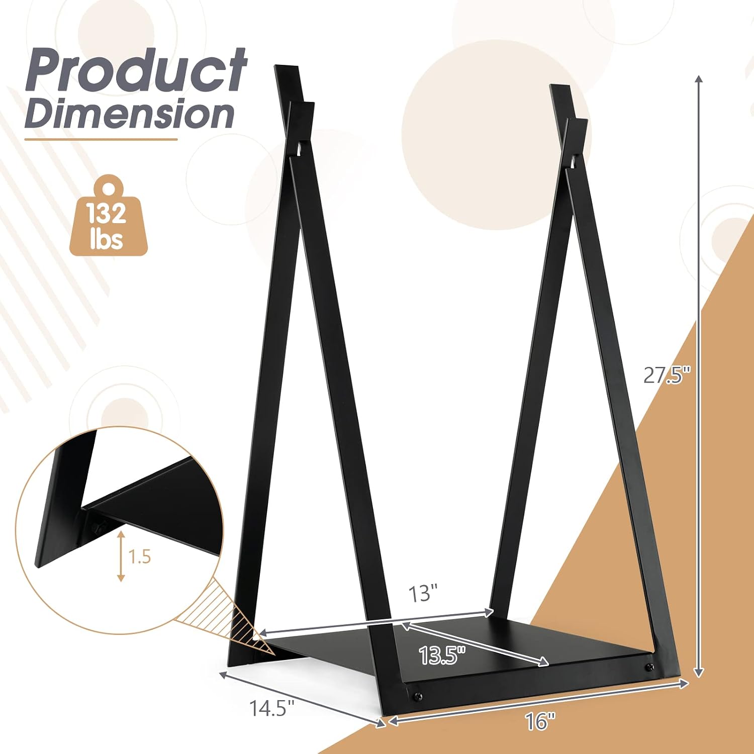 S AFSTAR Indoor Outdoor Firewood Rack, Storage Log Holder with Raised Base, Fireplace Wood Holder, Wood Burning Stove Accessories, Easy Assembly, Black