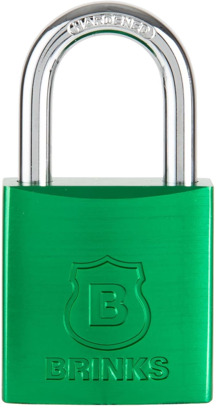 Brinks 1-1/2in Green Anodized Aluminum Solid Body Padlock