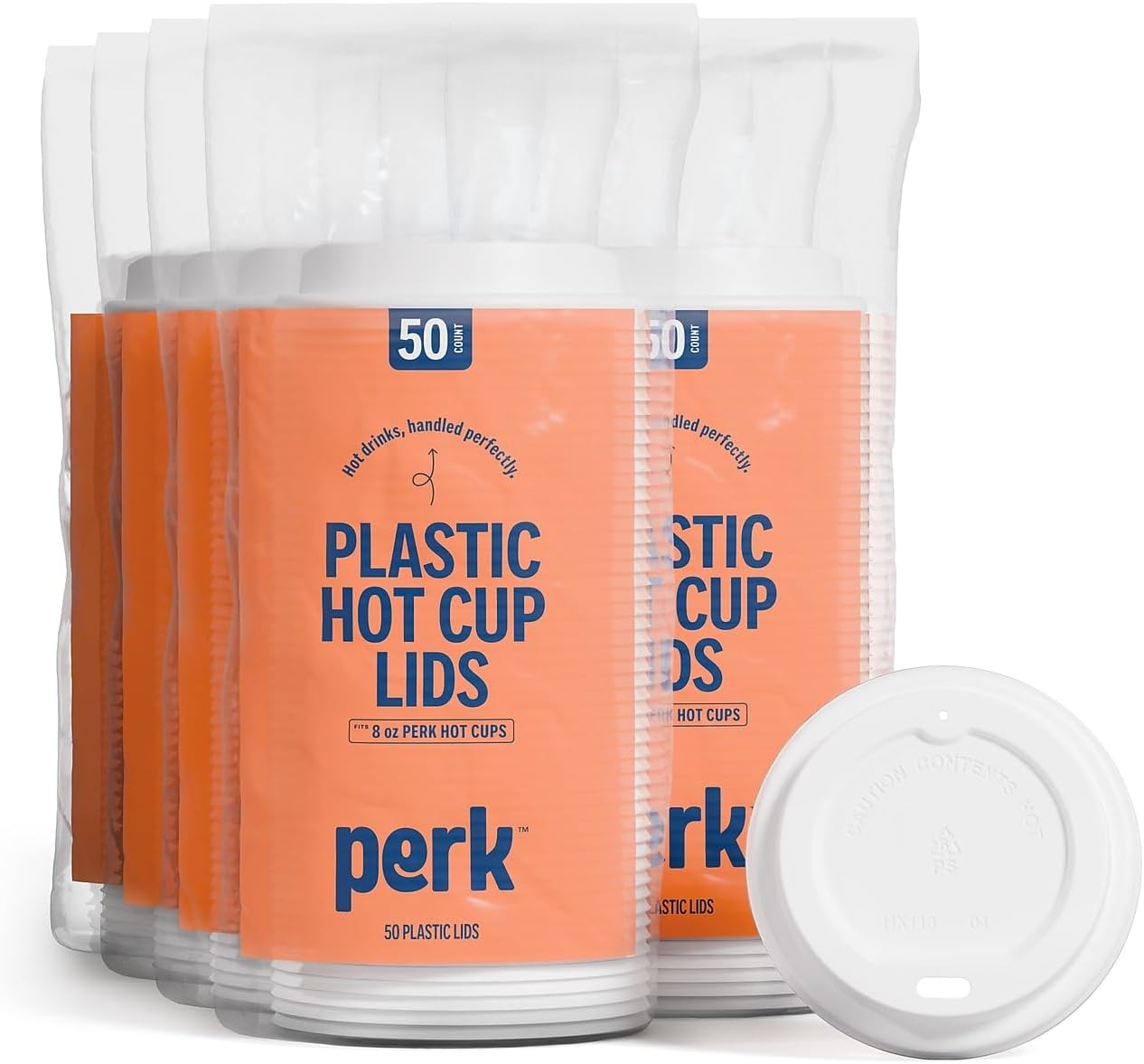 Perk Plastic Hot Cup Lids for 8 oz Cups, White, Disposable Coffee Lid Refill for Breakroom & Catering