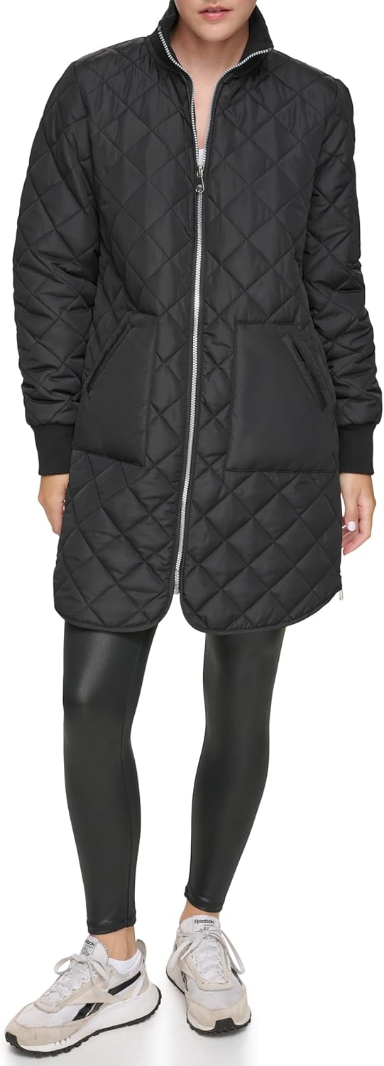 Andrew Marc womens Quilted Longline Jacket With Side Zips - Image 5