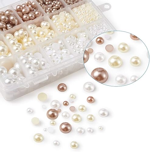 Miniatura 2 de Beadthoven - 2580 unidadescaja de cabujones de perlas con parte trasera plana de 468100.472 in, perlas de imitación semicirculadas, cúpula suelta,