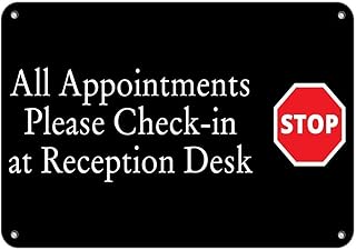 New Tin Sign Aluminum Retro All Appointments Please Check in at Reception Desk Stop Room Plaque Sign 8 X 12 Inch
