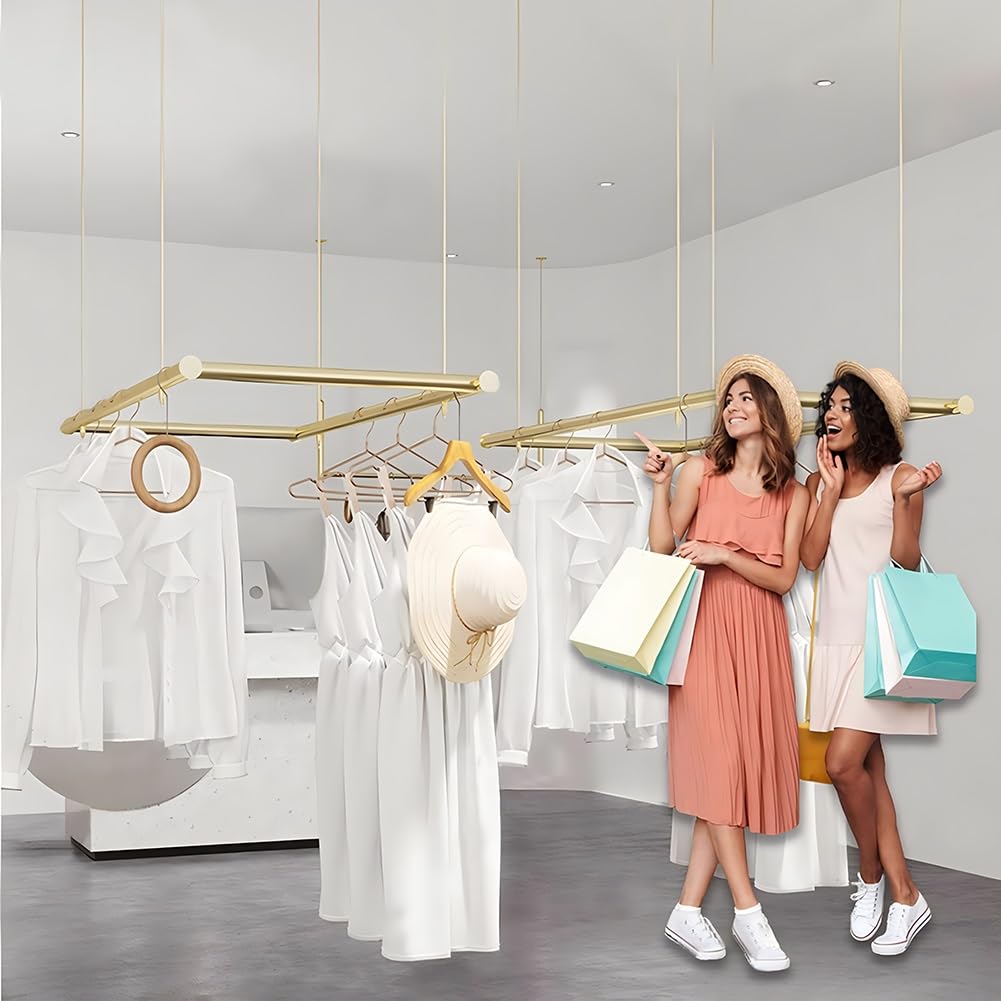 Amazon.co.jp: 高さ調整可能な矩形天井ハンガー、 ステンレス製衣類