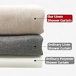 No Hook Beige Scalloped Shower Curtain Waterproof Wavy Edge Design Heavy Duty Linen Shower Curtains with Black Trim for Bathroom Bathtub 180 * 188CM