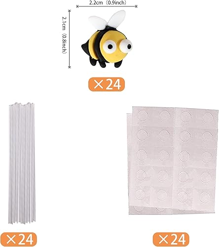 Miniatura 2 de 24 piezas de adornos para cupcakes de abejorros de abejorro, pequeñas figuras de abeja, selecciones de cupcakes Oh Babee, decoraciones para pasteles