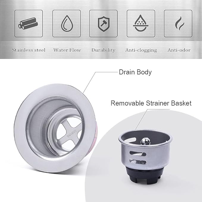 Colador de acero inoxidable para fregadero con cesta miniatura 3
