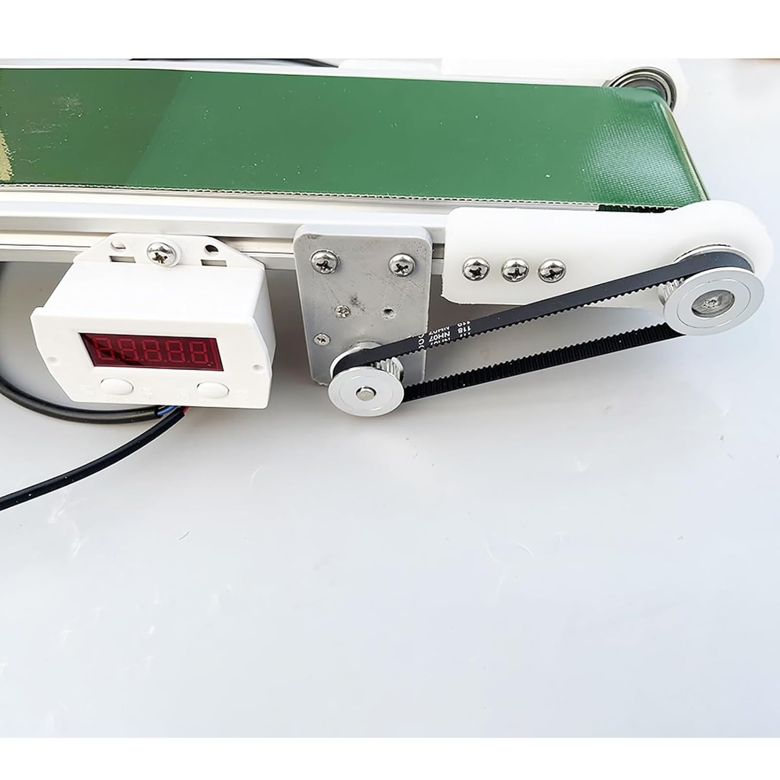 Nastro trasportatore da Tavolo, Piccolo Nastro trasportatore per corsie di carico con Display, conteggio Automatico, Larghezza di Banda del Nastro: 8 cm, velocità Massima: 7,6 cm/s (50cm)