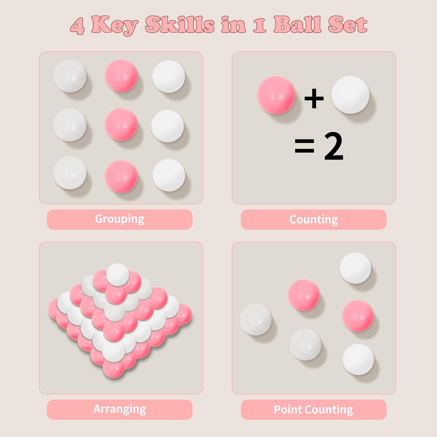 1000Pcs Soft Plastic Ball Pits Balls for Kids Indoor/Outdoor Playtime - Safe, Crushproof, Lightweight, Durable Spheres - Pink