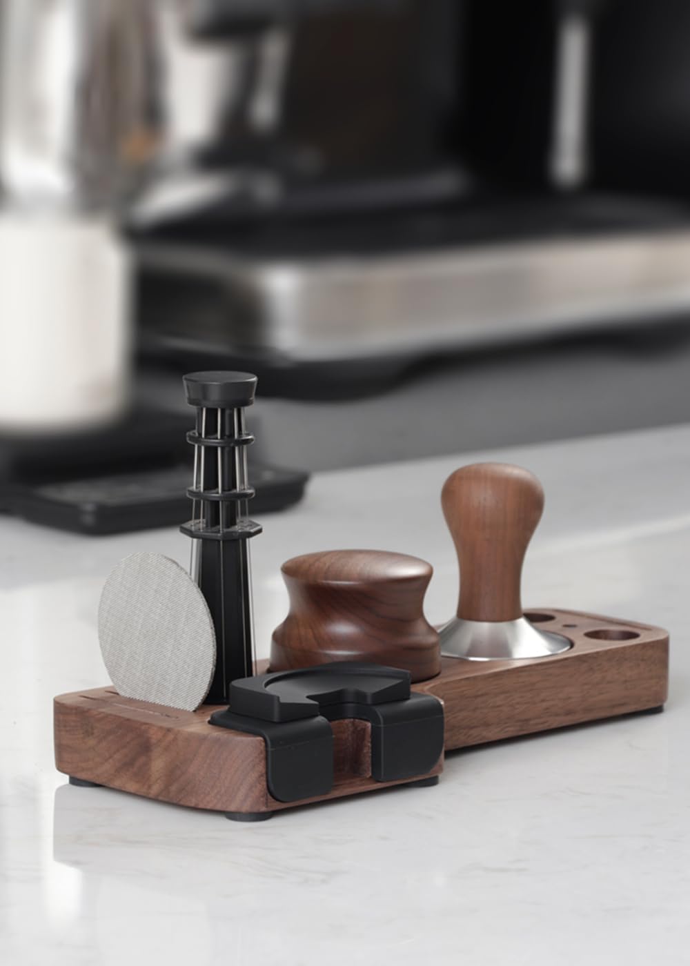 Estación de apisonamiento compacta, base de estación de manipulación de espresso, soporte para portafiltros de café de madera para accesorios de máquina de espresso de 51/54/58 mm