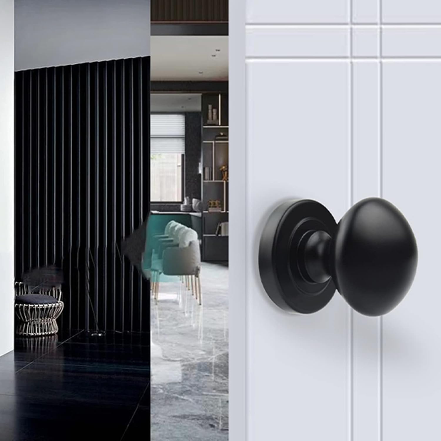 Round Glass Door Handle Single Hole, Shower Screen Door Knobs Barn Door Invisible Door Handle, Black Pull Handle Wooden Door Knobs,