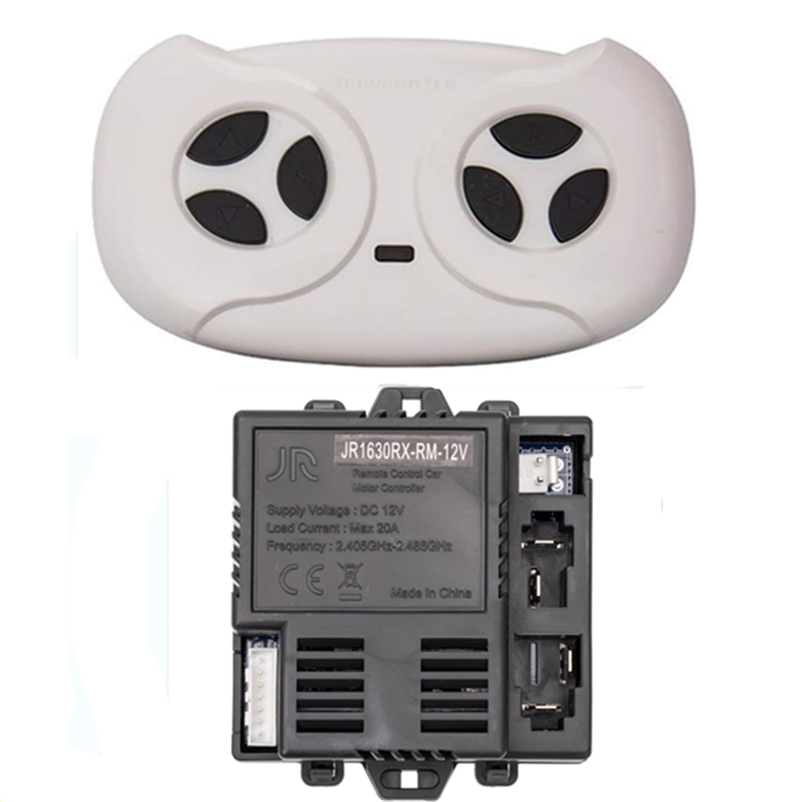 JIARUIXIN JR1630RX-RM-12V 2.4G 2.4G Black Remote Control and Receiver, for Kids Powered Wheels, 12 Volt Control Box Motherboard Accessories Ride On Car Replacement Parts