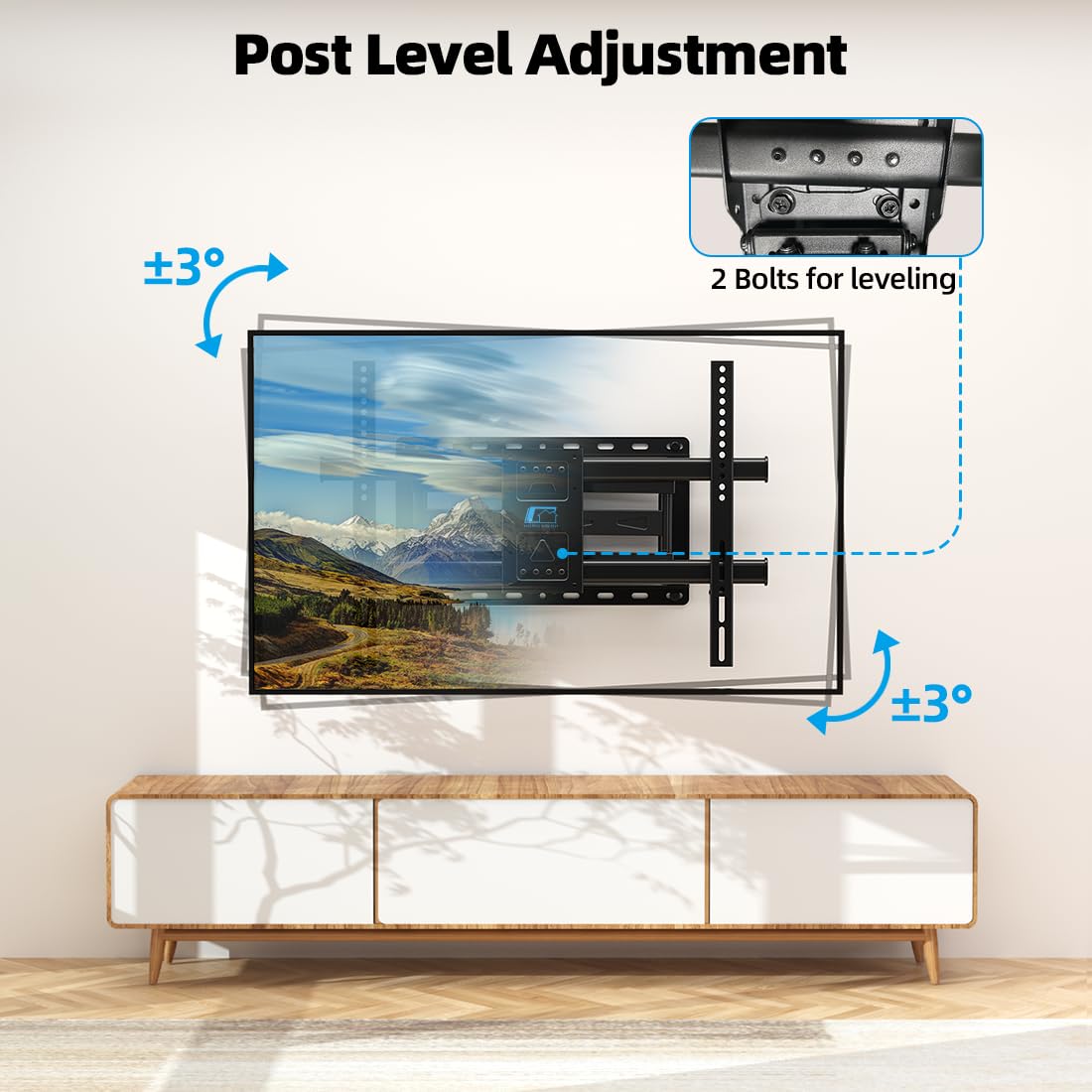 HOME VISION Full Motion TV Wall Mount for 32-85 inch TVs up to 132lbs, Fits 8”/ 12” /16” Wood Studs, TV Mount Wall Bracket with Dual Articulating Arms, Swivel, Tilt, Max VESA 600x400mm