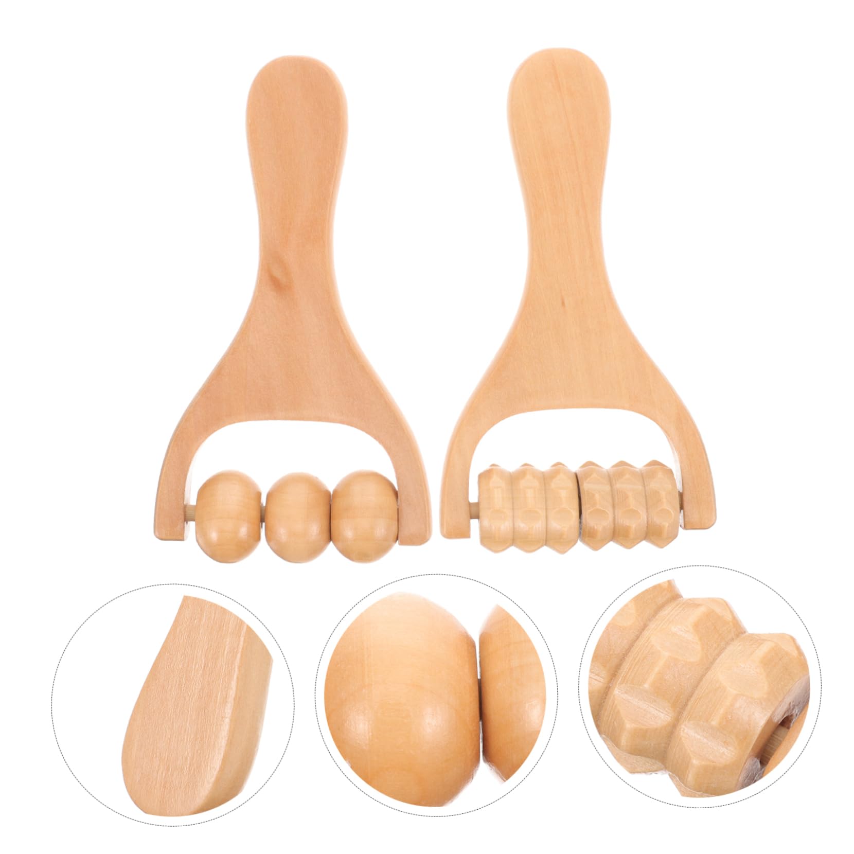 KOMBIUDA Rodillo de Masaje de Madera para Pies y Espalda, Fácil de Llevar, Alivia la Hinchazón, 2 Piezas Compactas para Uso Diario y Viaje