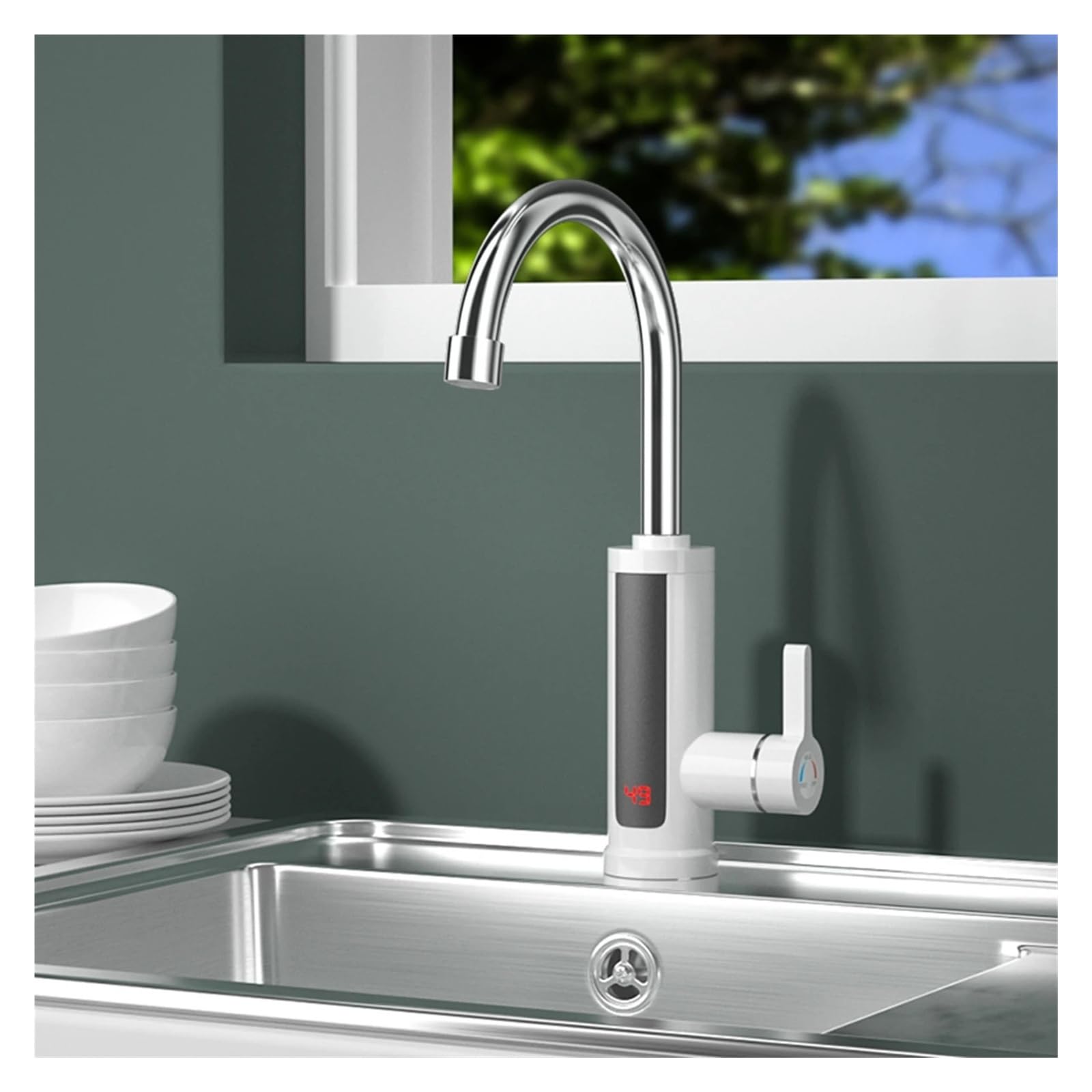 Grifo eléctrico de calentamiento rápido con pantalla digital instantánea for cocina y baño,con buen aislamiento