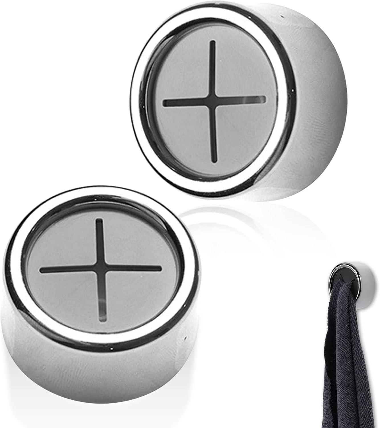 2PCS SelfAdhesive Towel Holder, Adhesive Round Wall Mounted Push in