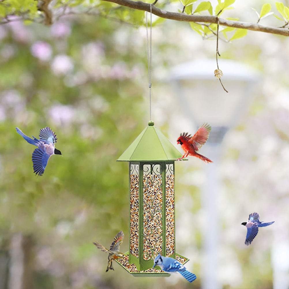 mangiatoia per uccelli con tetto in metallo