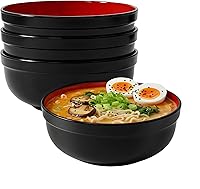 Vista 1 de TP Juego de 4 cuencos de melamina de 38 onzas, cuencos grandes para ramen, pasta, ensalada y sopa, irrompibles y ligeros, aptos para lavavajillas