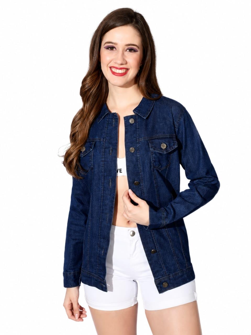 Women's Denim Jacket with Button Closure-image-15