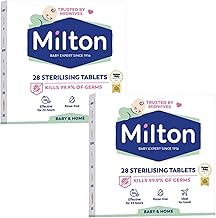 Milton Sterilising Tablets – 2 Pack (56 Tablets Total) | Cold Water Baby Bottle Steriliser | Kills 99.9% of Germs | Fast & Easy | Travel-Friendly | Trusted UK Brand
