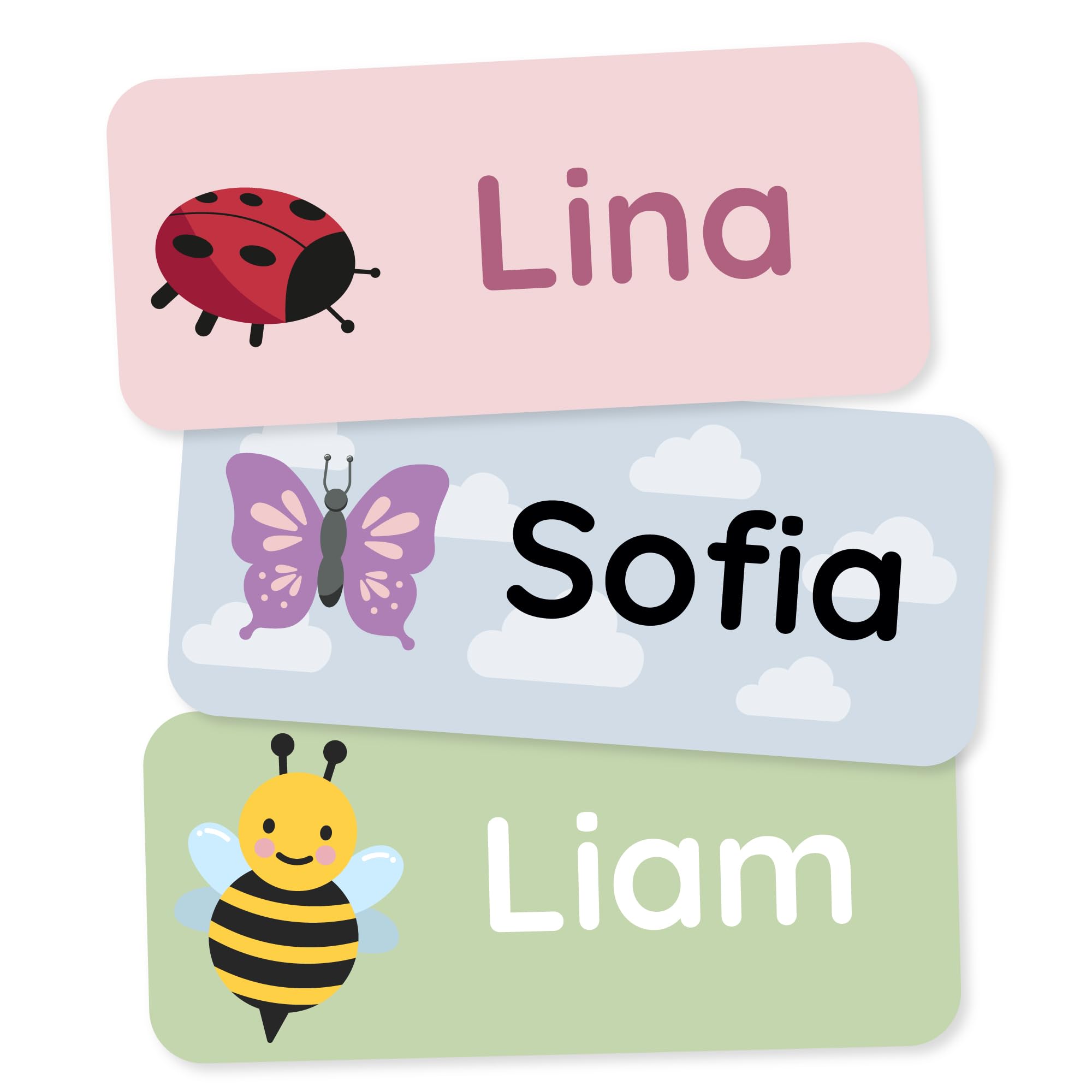 Personalized Name Labels for Kids (180) – Custom Waterproof & Durable Stickers for Clothing, Daycare, Office & School Supplies - Insects