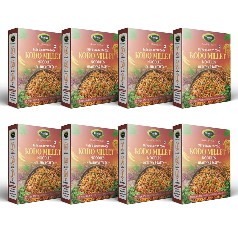 Image of Thanjai Natural Kodo Millet Noodles 180 Grams X 8 (1440 Grams) of Homemade Natural Noodles (No Preservatives, No Chemicals, No Artificial Extract)