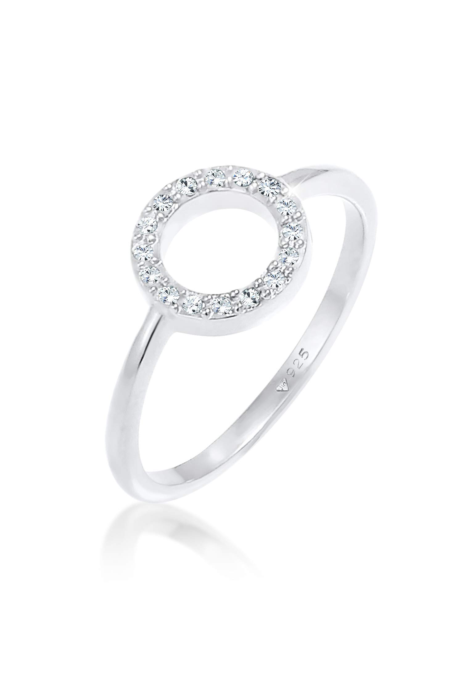 Elli Ring Damen Kreis Filigran Geo mit Kristallen 925 Silber
