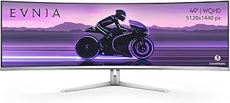 Philips Evnia 49M2C8900 49'' QD OLED Curved Gaming Monitor, Wide Dual QHD, 240Hz, AMD FreeSync Premium Pro, USB-C Docking, Built in KVM, Height Adjustable, Xbox PS5 Switch Compatible, 4-Year Warranty