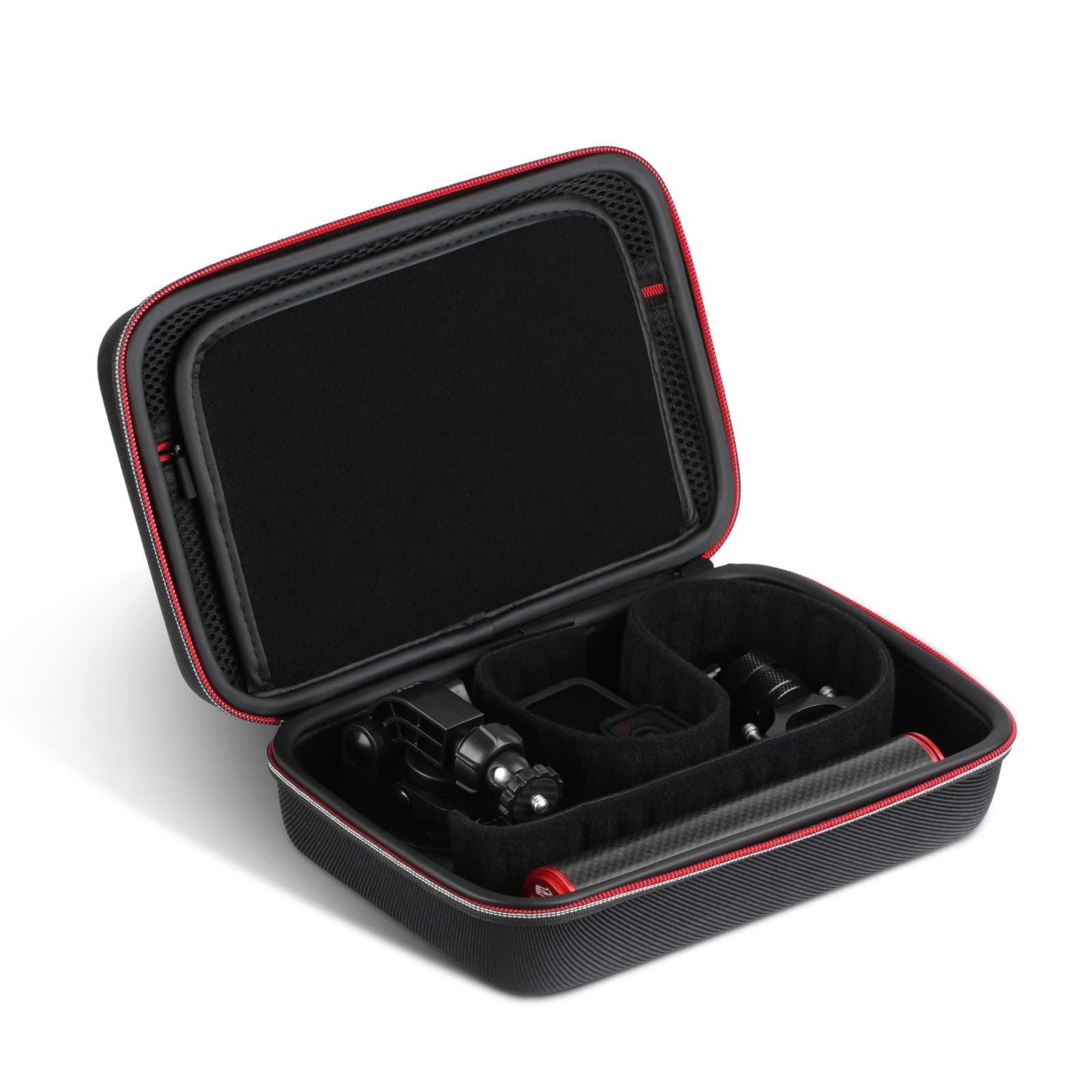 hsu carrying case compatible with gopro hero 13/12/11/10/9/8/7/6/5/4/3+/3/dji osmo action camera, osmo pocket, insta360 one x3 camera and accessories, diy protective travel case storage bag