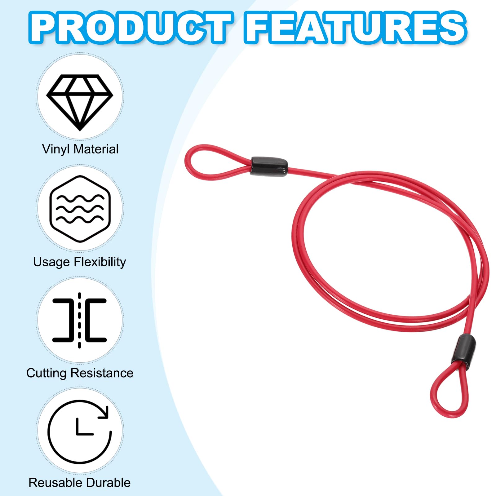 PATIKIL 5/32" Dia Vinyl Coated Stainless Steel Cable with Loops - Image 4