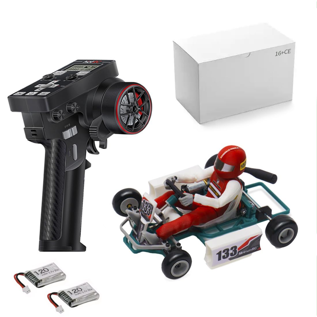 PIONEERX 1/32 Scale 2.4G Retro Mini RC Kart, RC Racing Car, Assembly Kits for Adults, with Remote Control and Battery,Birthday Christmas Toys Gifts -