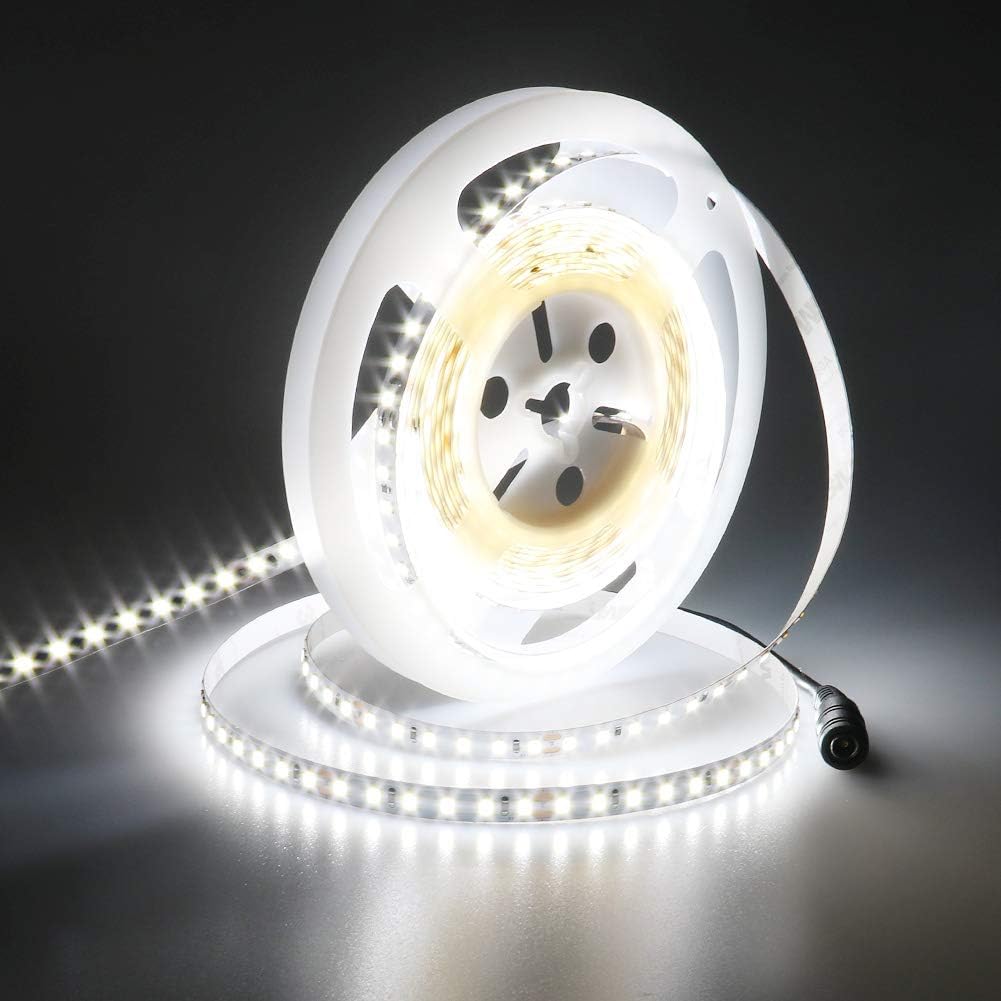JOYLIT 24V LED Strip Light Daylight White 6000K, 5M UL CE Listed 6000LM High Brightness 90W CRI 90+ Flexible High Density 600LEDs SMD2835 Non-Waterproof IP33 LED Tape Strip Lights