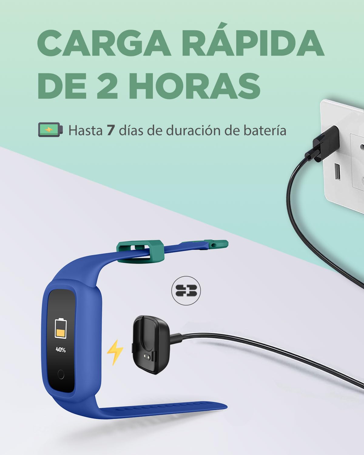 BIGGERFIVE Vigor 2 L Reloj Fitness para Niños y Niñas de 5 a 15 Años, Rastreador de Actividad, Monitor de Frecuencia Cardíaca y Sueño, Impermeable IP68, Podómetro, Contador de Calorías, Azul