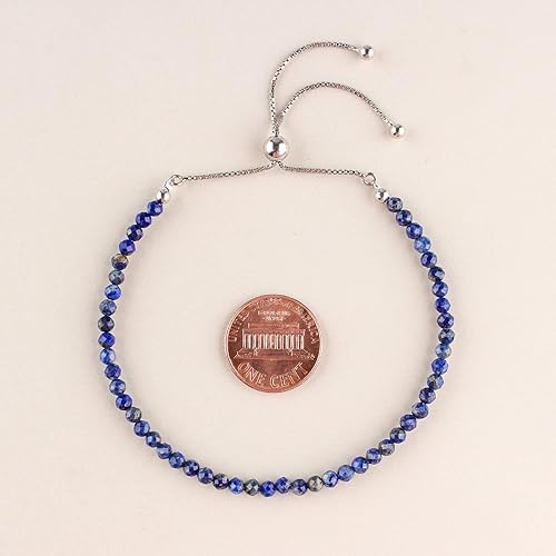 Miniatura 96 de OdrillionGems Pulsera de bolo de plata de ley 925 con cuentas redondas facetadas, hecha a mano, minimalista, cristales curativos, deslizante