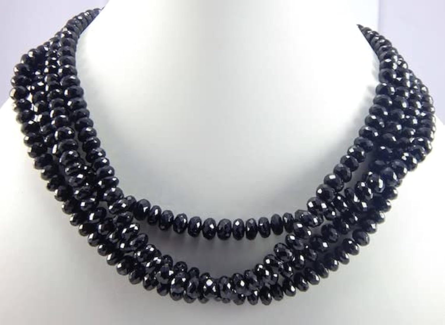 Perles spinelle noir facettées rondelle 7-8mm pour création bijoux DIY fil 40cm