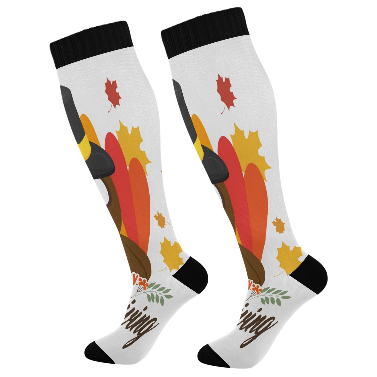 Kigai Christmas Gnomes Compression Socks Women Men Knee High Stockings for Sports,Running,Travel 1Pair