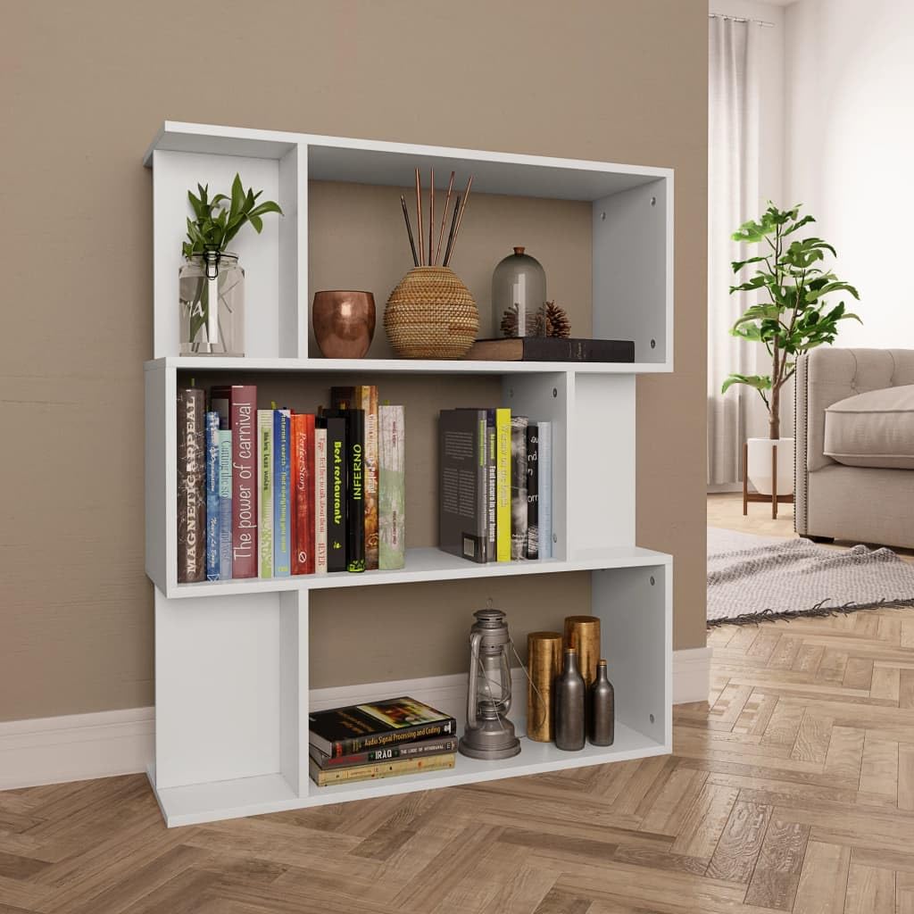 vidaXL Bibliothèque/Cloison, Meuble de Rangement, Étagère à Livres Salon Salle de Séjour Chambre Intérieur, Moderne, Blanc Bois d’Ingénierie